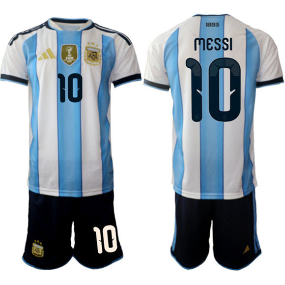 Men's Argentina 10 Lionel Messi White Blue 2025 26 Home Soccer Jersey Suit