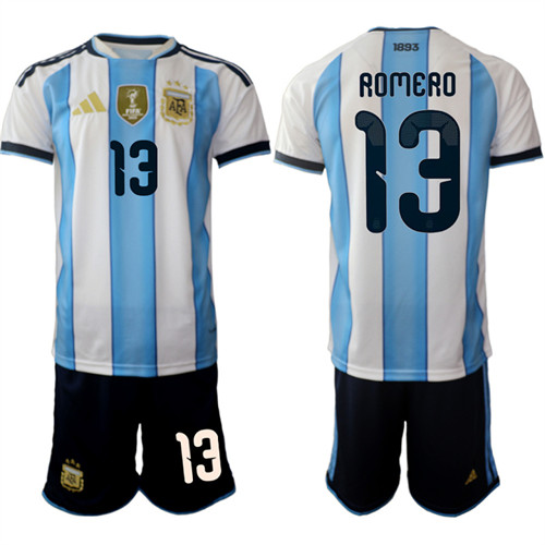 Men's Argentina 13 ROMERO National Team FIFA x World Cup 2026 Home White On Field Jersey