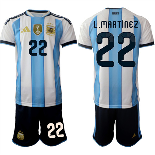 Men's Argentina 22 L.MARTINEZ National Team FIFA x World Cup 2026 Home White On Field Jersey