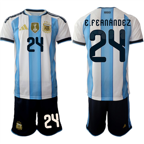 Men's Argentina 24 E.FEANANDEZ National Team FIFA x World Cup 2026 Home White On Field Jersey