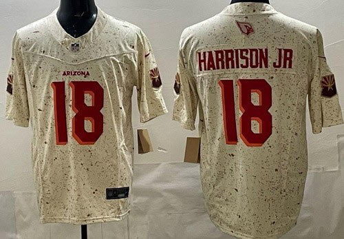 Men's Arizona Cardinals 18 Marvin Harrison Jr Limited Cream Rivalries FUSE Vapor Jersey