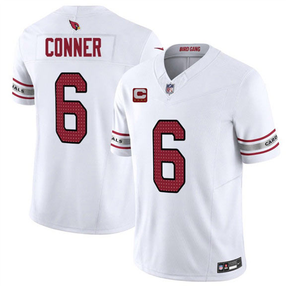 Men's Arizona Cardinals 6 James Conner White 2025 F.U.S.E. With 4 Star C Patch Vapor Untouchable Limited Football Stitched Jersey