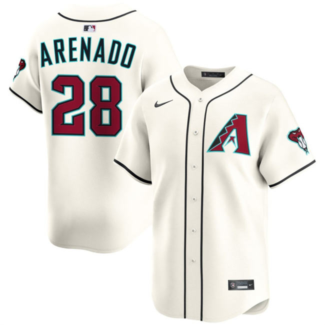 Men's Arizona Diamondbacks 28 Nolan Arenado Cream Home Limited Stitched Baseball Jersey