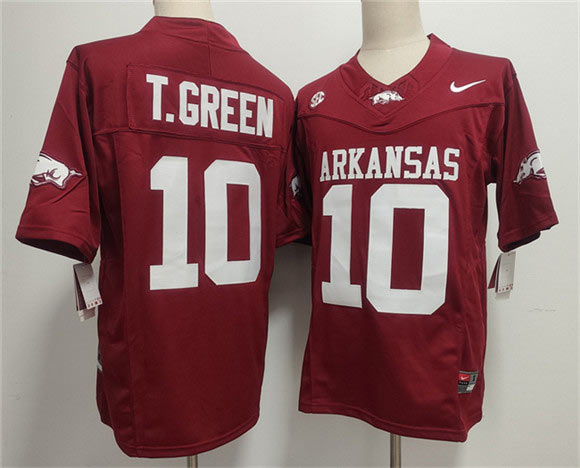 Men's Arkansas Razorbacks 10 TAYLEN GREEN Red 2025 F.U.S.E. Vapor Limited Stitched Football Jersey