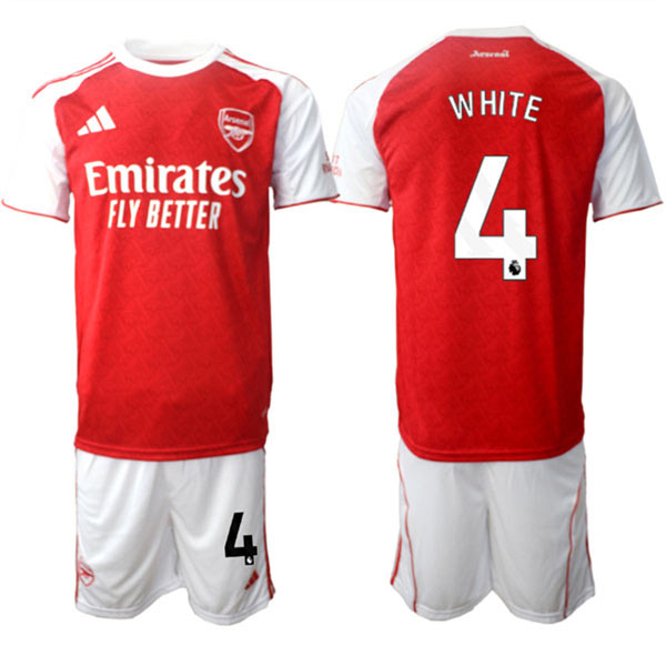 Men's Arsenal F.C 4 Ben White 2026 Red Home Soccer Jersey Suit
