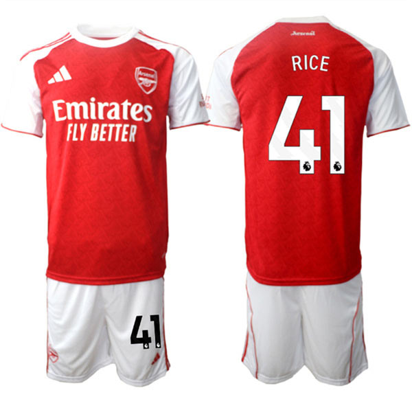 Men's Arsenal F.C 41 Declan Rice 2026 Red Home Soccer Jersey Suit
