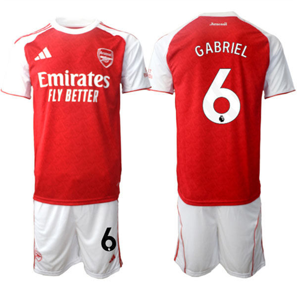 Men's Arsenal F.C 6 Gabriel 2026 Red Home Soccer Jersey Suit