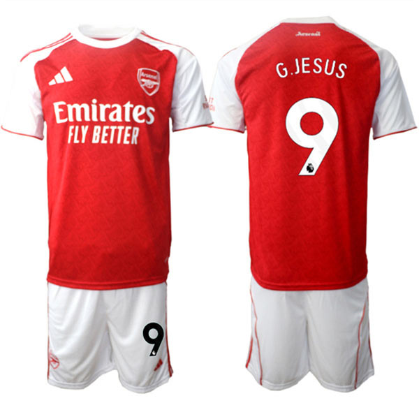 Men's Arsenal F.C 9 Gabriel Jesus 2026 Red Home Soccer Jersey Suit