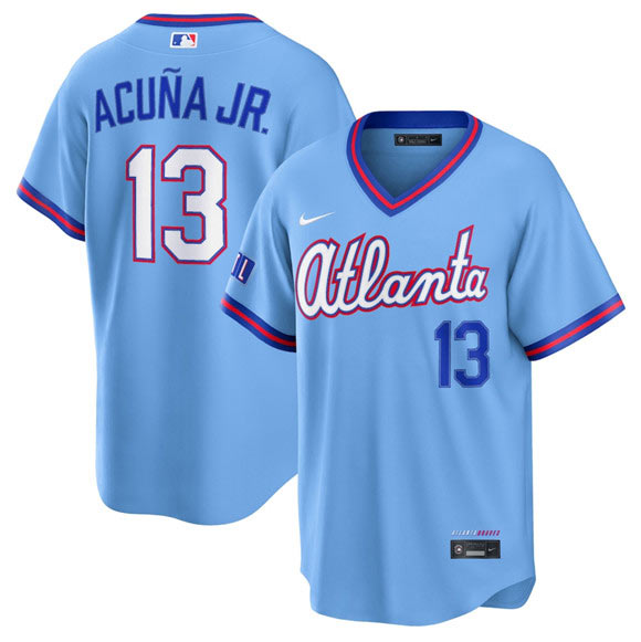 Men's Atlanta Braves 13 Ronald Acua Jr. Powder Blue 2026 City Connect Stadium Stitched Baseball Jersey