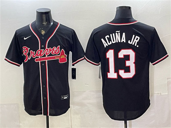 Men's Atlanta Braves 13 Ronald Acuna Jr. 2026 Fashion Black Out Stitched Baseball Jersey