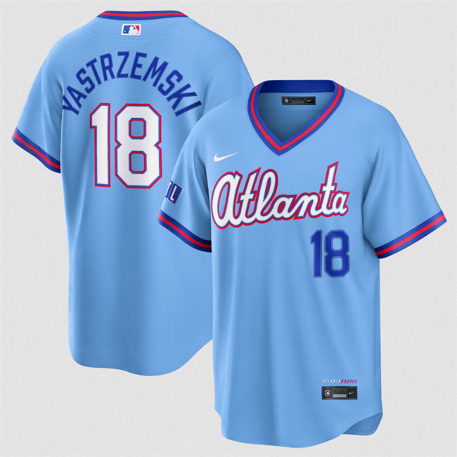 Men's Atlanta Braves 18 Mike Yastrzemski Powder Blue 2026 City Connect Stadium Stitched Baseball Jersey