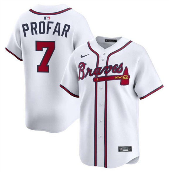 Men's Atlanta Braves 7 Jurickson Profar White 2025 Home Limited Stitched Baseball Jersey