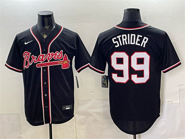 Men's Atlanta Braves 99 Spencer Strider 2026 Fashion Replica Black Out Stitched Baseball Jersey