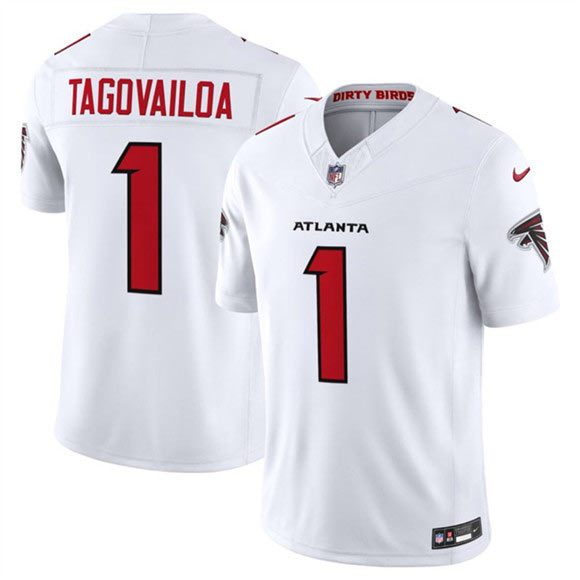 Men's Atlanta Falcons 1 Tua Tagovailoa White 2026 New F.U.S.E. Vapor Untouchable Limited Football Stitched Jersey