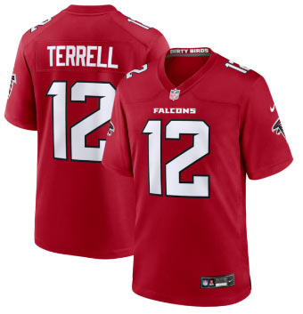 Men's Atlanta Falcons 12 Avieon Terrell Red Game Stitched Jersey