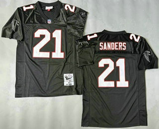 Men's Atlanta Falcons 21 Deion Sanders Black 1992 Throwback Jersey