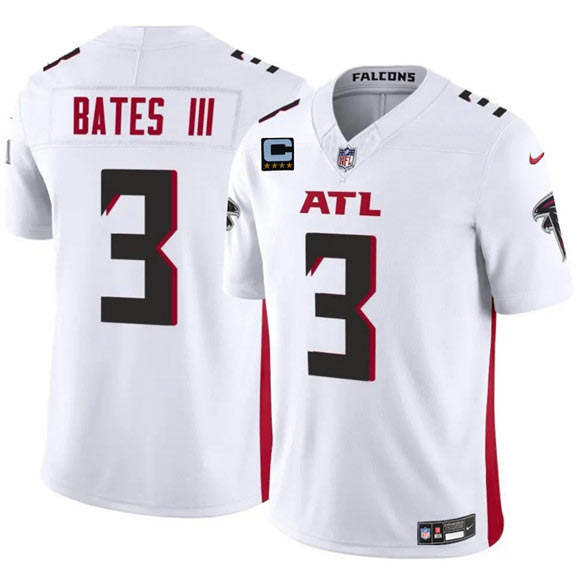 Men's Atlanta Falcons 3 Jesse Bates III White 2025 F.U.S.E With 4 Star C Patch Vapor Untouchable Limited Football Stitched Jersey