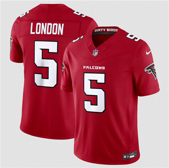 Men's Atlanta Falcons 5 Drake London Red 2026 New F.U.S.E. Vapor Untouchable Limited Football Stitched Jersey
