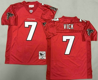 Men's Atlanta Falcons 7 Michael Vick Red 2003 Throwback Jersey