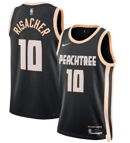 Men's Atlanta Hawks 10 Zaccharie Risacher Black 2025 26 City Edition Swingman Stitched Jersey