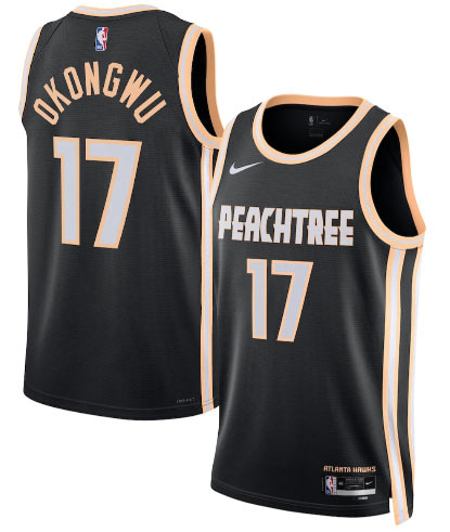 Men's Atlanta Hawks 17 Onyeka Okongwu Black 2025 26 City Edition Swingman Stitched Jersey