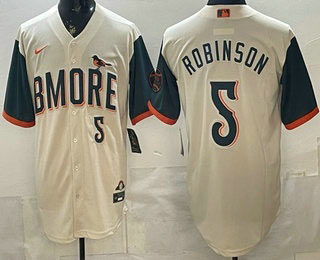 Men's Baltimore Orioles 5 Brooks Robinson Cream 2026 City Connect Stadium Jersey