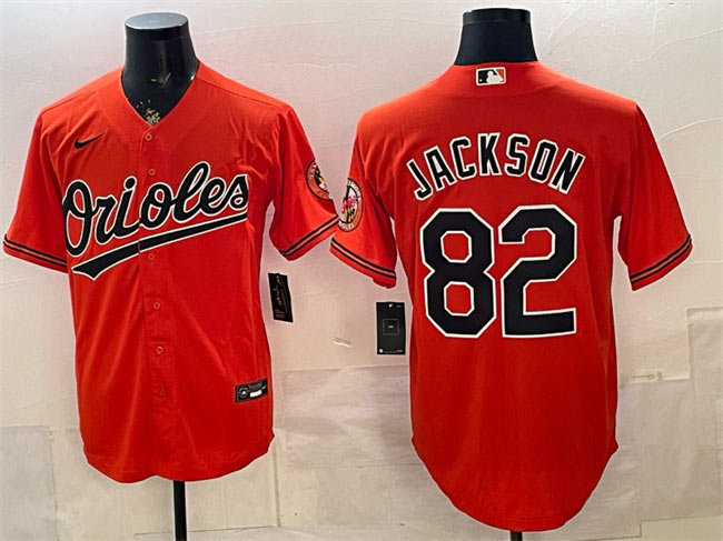 Men's Baltimore Orioles 82 Jeremiah Jackson Orange Cool Base Stitched Baseball Jersey