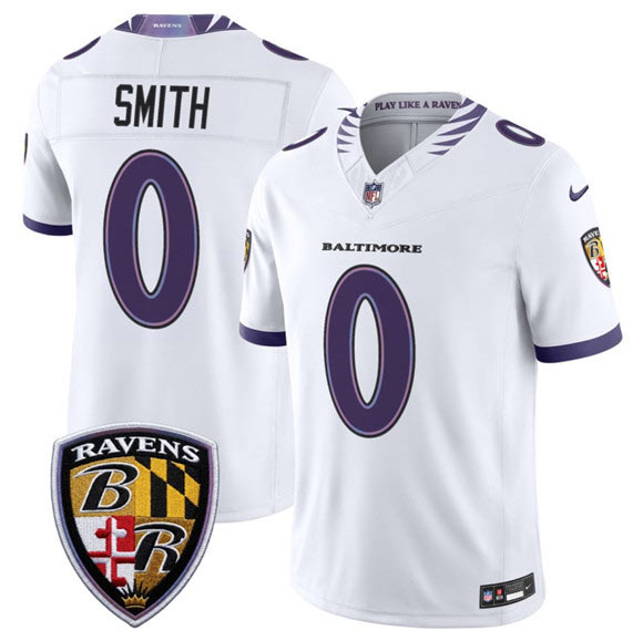 Men's Baltimore Ravens 0 Roquan Smith White 2026 F.U.S.E. Vapor Limited Football Stitched Jersey