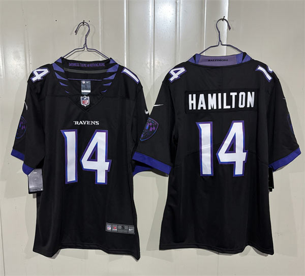 Men's Baltimore Ravens 14 Kyle Hamilton Black 2026 Alternate Vapor Limited Football Stitched Jersey