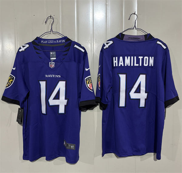 Men's Baltimore Ravens 14 Kyle Hamilton Purple 2026 Alternate Vapor Limited Football Stitched Jersey