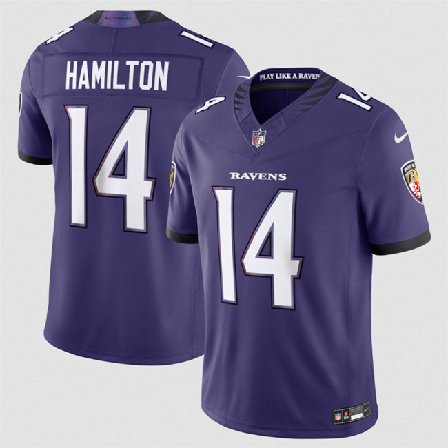 Men's Baltimore Ravens 14 Kyle Hamilton Purple 2026 F.U.S.E Vapor Stitched Limited Football Jersey