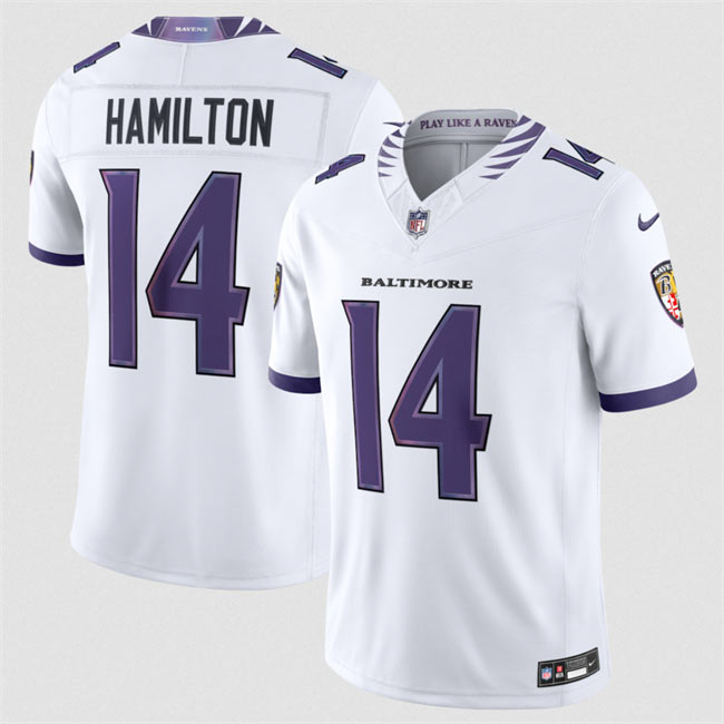 Men's Baltimore Ravens 14 Kyle Hamilton White 2026 F.U.S.E. Stitched Vapor Limited Football Jersey