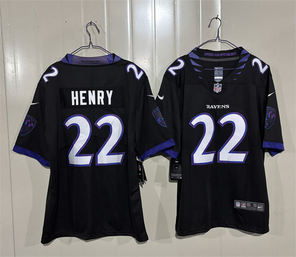 Men's Baltimore Ravens 22 Derrick Henry Black 2026 Alternate Vapor Limited Football Stitched Jersey