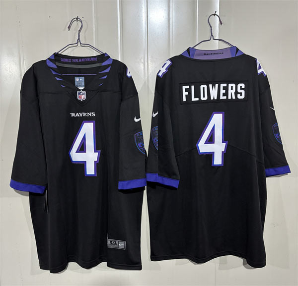 Men's Baltimore Ravens 4 Zay Flowers Black 2026 Alternate Vapor Limited Football Stitched Jersey