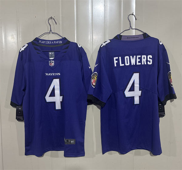 Men's Baltimore Ravens 4 Zay Flowers Purple 2026 Alternate Vapor Limited Football Stitched Jersey