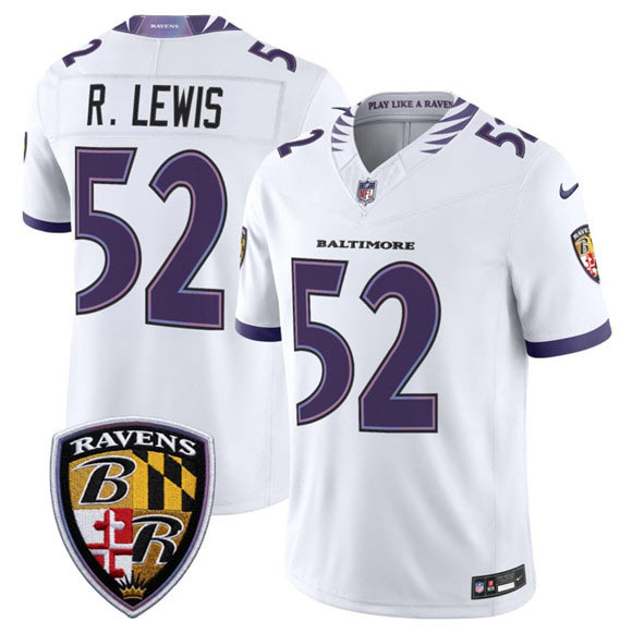 Men's Baltimore Ravens 52 Ray Lewis White 2026 F.U.S.E. Vapor Limited Football Stitched Jersey