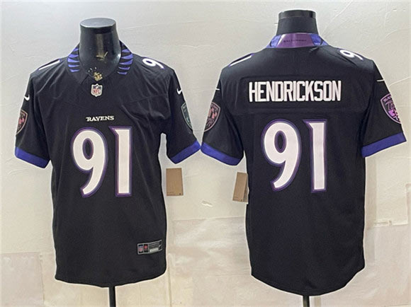 Men's Baltimore Ravens 91 Trey Hendrickson Black 2026 F.U.S.E. Alternate Vapor Stitched Limited Football Stitched Jersey