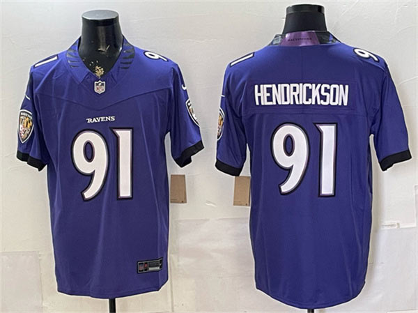 Men's Baltimore Ravens 91 Trey Hendrickson Purple 2026 F.U.S.E. Vapor Limited Football Stitched Jersey