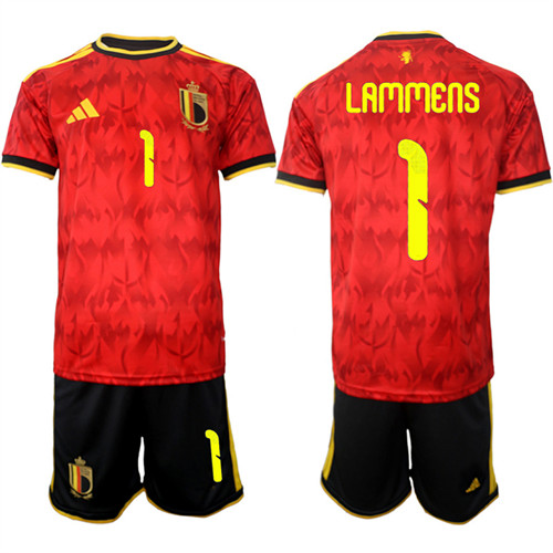 Men's Belgium 1 LAMMENS National Team FIFA x World Cup 2026 Home Red On Field Jersey