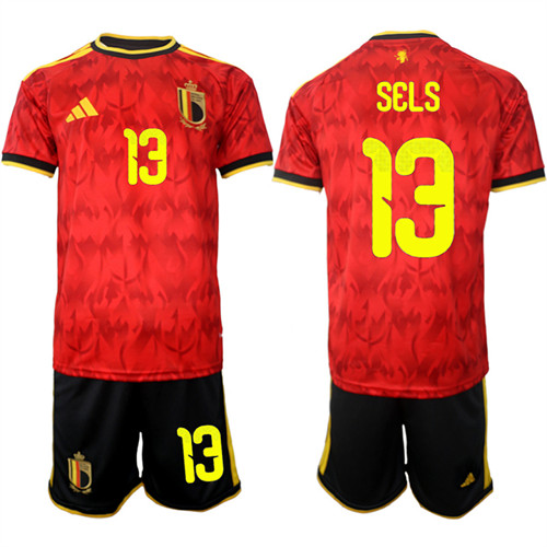 Men's Belgium 13 SELS National Team FIFA x World Cup 2026 Home Red On Field Jersey