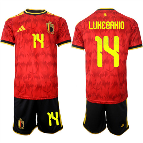 Men's Belgium 14 LUKEBAKIO National Team FIFA x World Cup 2026 Home Red On Field Jersey