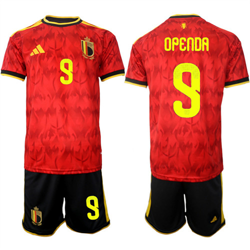 Men's Belgium 9 OPENDA National Team FIFA x World Cup 2026 Home Red On Field Jersey