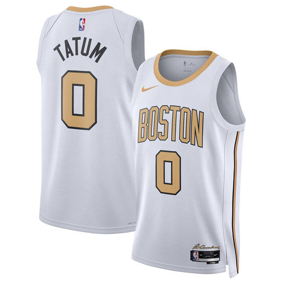 Men's Boston Celtics 0 Jayson Tatum White 2025 26 City Edition Swingman Stitched Basketball Jersey