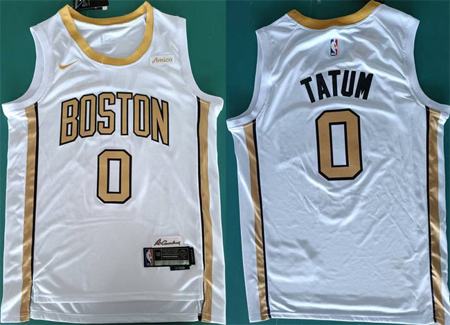 Men's Boston Celtics 0 Jayson Tatum White Stitched Basketball Jersey