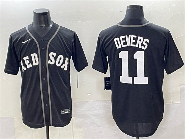 Men's Boston Red Sox 11 Rafael Devers Black Lights Out Limited Stitched Baseball Jersey