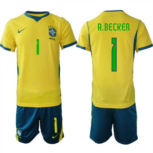 Men's Brazil 1 A.BECKER National Team FIFA x World Cup 2026 Home On Field Jersey