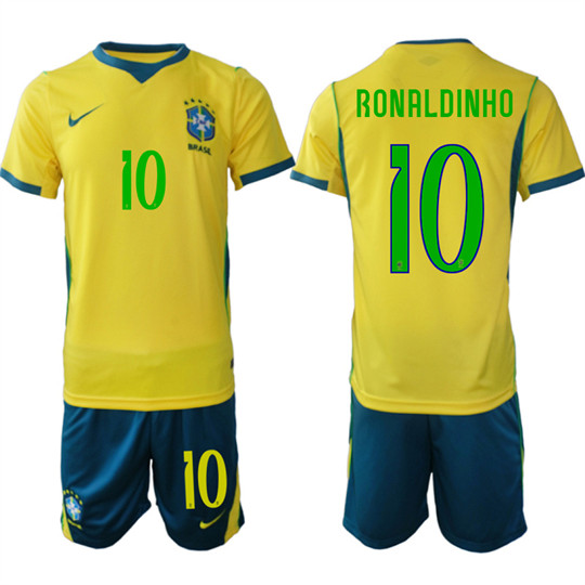Men's Brazil 10 RONALDINHO National Team FIFA x World Cup 2026 Home On Field Jersey