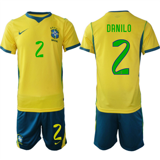 Men's Brazil 2 DANILO National Team FIFA x World Cup 2026 Home On Field Jersey
