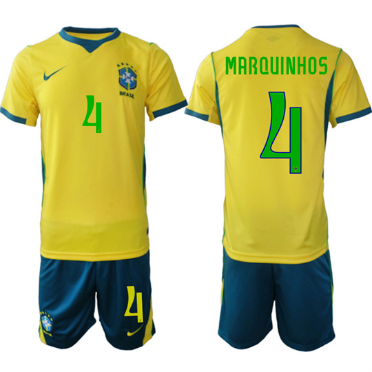 Men's Brazil 4 MARQUINHOS National Team FIFA x World Cup 2026 Home On Field Jersey