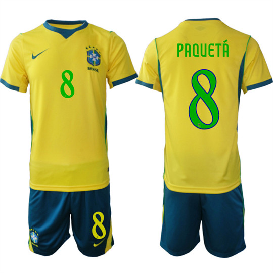 Men's Brazil 8 PAQUETA National Team FIFA x World Cup 2026 Home On Field Jersey